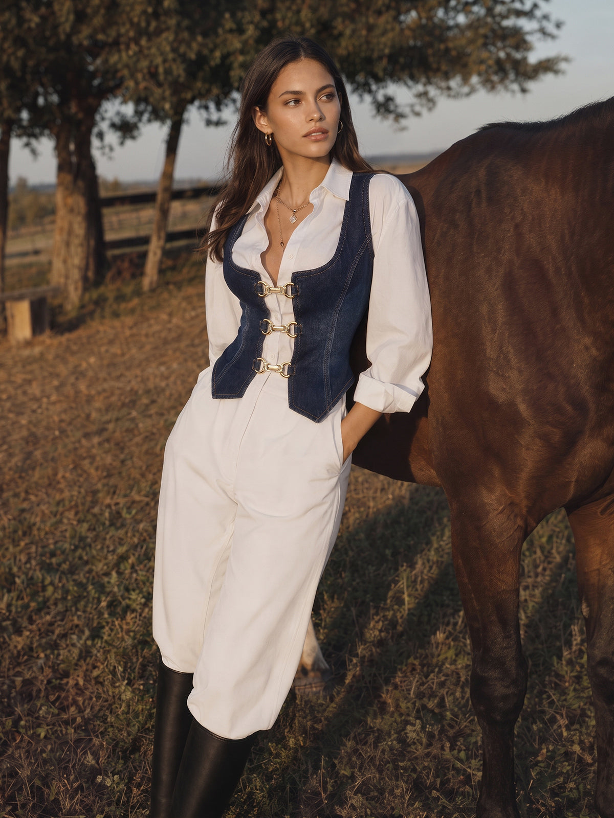 Ballanzia At Gemi Detaylı Denim Yelek