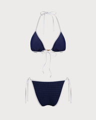 Mavi Contrasting Boyundan Bağlamalı Bikini Takımı