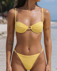 Sarı Dokulu Balenli Bikini Takımı