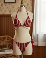 Kırmızı O Halka Detaylı Contrasting Bikini Takımı