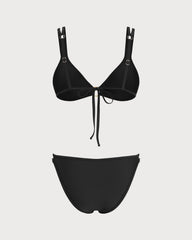 Siyah O Halka Detaylı Üçgen Bikini Takımı
