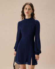 Mavi Bisiklet Yaka Tunik Mini Elbise