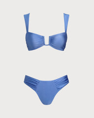 Mavi Üçgen Yüksek Esnek Bikini Takımı