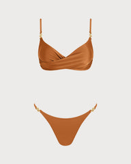 Karamel V Yaka Bralet Bikini Takımı