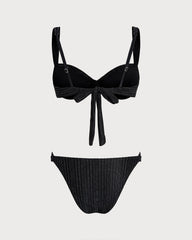 Siyah Payetli Balenli Bikini Takımı