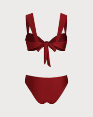 Kırmızı Üçgen Düşük Bel Bikini Takımı