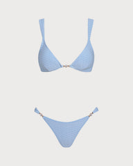 Mavi Dokulu Üçgen Bikini Takımı