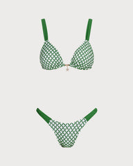 Yeşil Ekose Üçgen Bikini Takımı