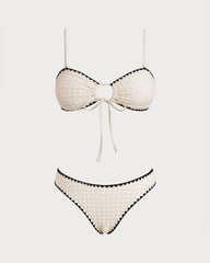 Beyaz Contrasting Bandeau Bikini Takımı