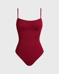 Kırmızı Bralet Çapraz Tek Parça Mayo