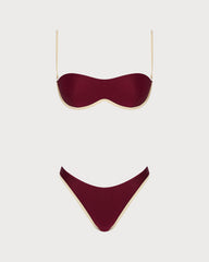 Kırmızı Çapraz Contrasting Balenli Bikini Takımı