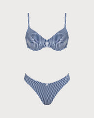 Mavi Ekose Balenli Bikini Takımı