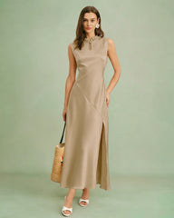 Kayısı Fırfırlı Midi Elbise