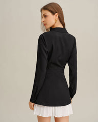 Siyah Contrasting Kesim Mini Elbise