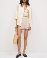 Kayısı Dantelli Geçişli Cepli Şort